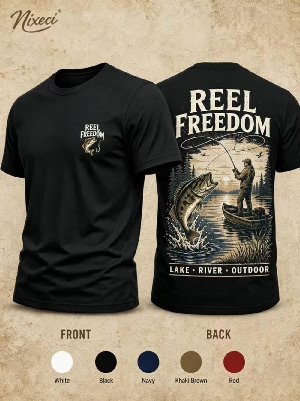 Men's Reel Freedom Fishing T-Shirt - Short Sleeve Crewneck Tee